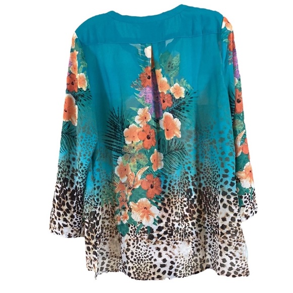 Soft Surroundings Sheer Floral and Animal Print Blouse - Picture 3 of 8